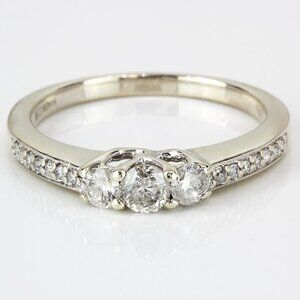 Vintage 9K White Gold Diamond Engagement Anniversary Ring by BJB